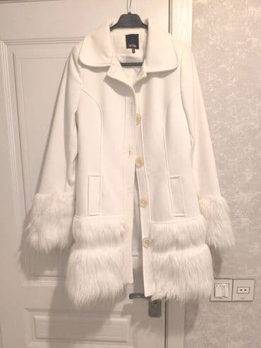 Бусы: Пальто, Setre, XL, цвет - Белый — 1