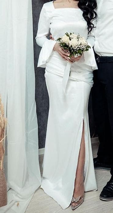 Свадебные платья и аксессуары: 180azn tikilib bir dəfə nigaha geynilib ağ rəngli zərif — 1