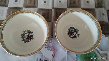 kafeyni serviz: Məişət qabları dəsti - 2 ədəd kəsimli şüşə vaza-- 40 MANAT qalın — 3