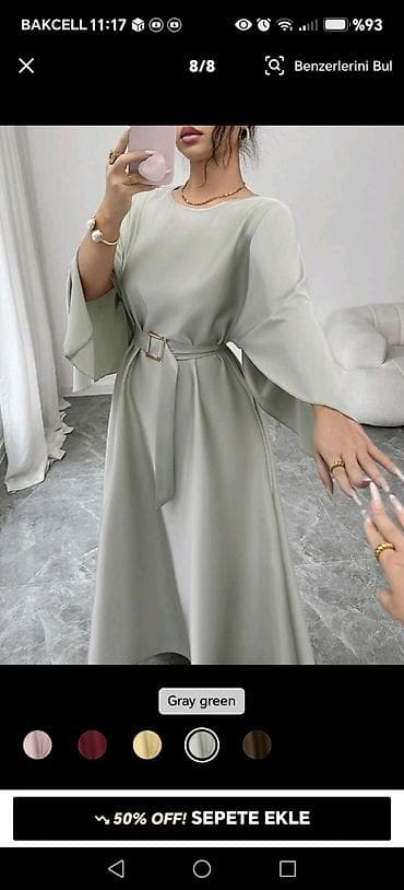 ysl canta: Zərif maxi don – “gray green” rəng - Model: A-kəsim, axıcı ətəkli uzun — 1