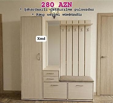 sehf qapi: 1 qapı, Güzgülü, Digər rəng, Digər material, Açılan, Düz dolab — 1