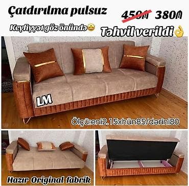 Di̇van-kravat, Açılan, Bazalı, Dəri, Pulsuz çatdırılma