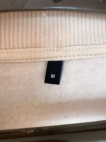 ipad air m3: Bej rəngli qısa kəsimli sweatshirt - Model: zipli, ön hissədə tam — 3