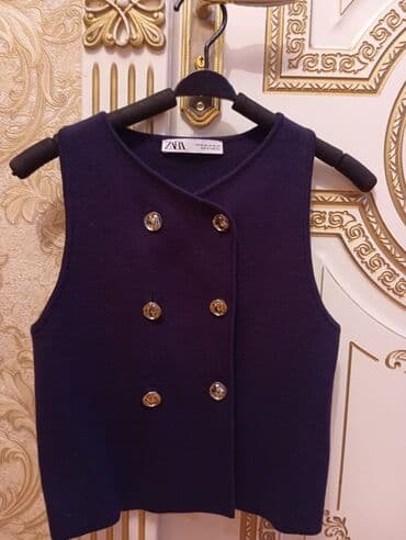 женские спортивные жилетки: Жилет, Zara, XS, цвет - Синий — 1