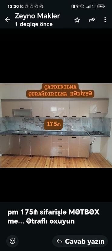 *pm 175₼ sifarişlə MƏTBƏX mebeli*‼️ *ÇATDIRILMA QURAŞDIRILMA HƏDİYYƏ🎁*