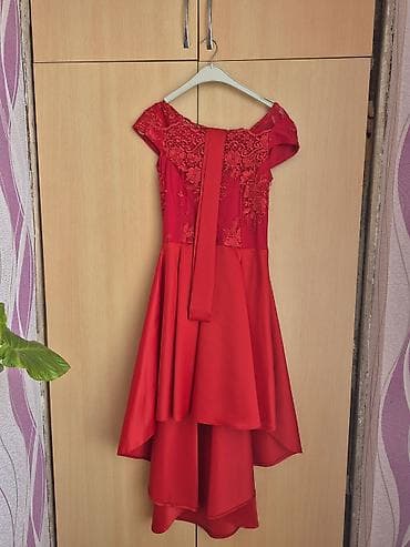 Angel’s brendi qırmızı ziyafət paltarı - Model: Asimmetrik ətəkli — 1