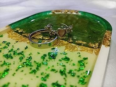 Epoksi dekorativ boşqab/trinket tray - Material: Şəffaf epoksi qatran