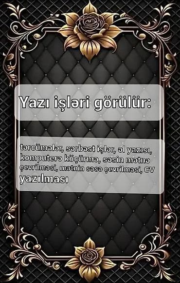 Yazı işləri görülür. Səliqəli əl yazılarının wordə köçürülməsi
