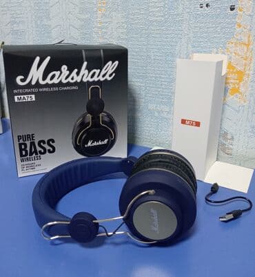 səs yazma studiyaları: Yeni Simsiz (Bluetooth) Qulaqcıqlar, Marshall, rəng - Göy — 1