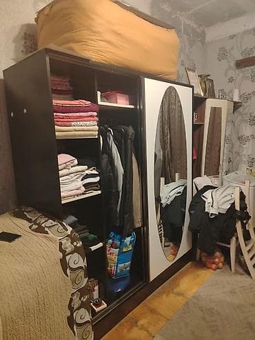 qaz skafi: İşlənmiş, 2 qapılı, Güzgülü, Qara, Kupe, Düz dolab — 2