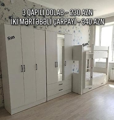 kunc masa: Ağ rəngli modul mebel dəsti. - Ayaqlı 2 qapılı komod/dolab: yuxarı — 2