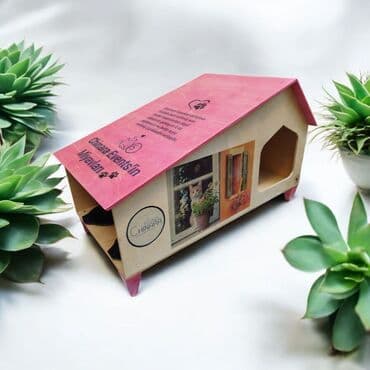 купить домик для кота: Taxta pişik evi – “Burada yerim rahatdır” yazılı - Material — 10