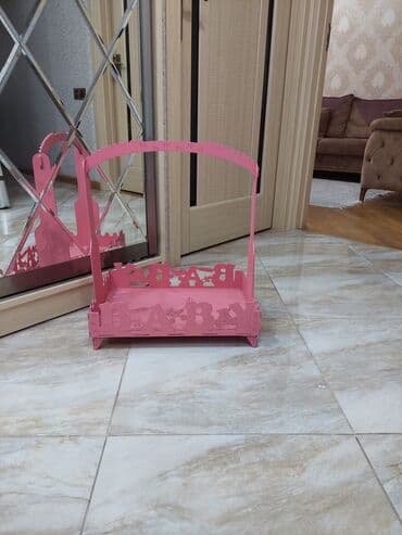 Yeni il oyuncaqları və bəzəkləri: Məhsul: Dekorativ “BABY” səbət/stand - Material: ağac (MDF tipli) — 2