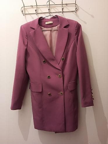 Qadın blazeri – ikiqat düyməli, uzun kəsim - Rəng: bənövşəyi/rose — 4