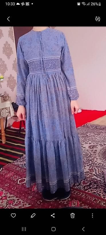 Mavi rəngli uzun don - Stil: Klassik/boho üslubunda maxi don - Rəng