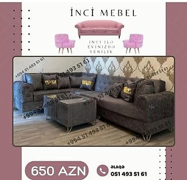 Sifarişlə ofis mebeli: İnci Mebel-dən künc divan dəsti - Stil: müasir künc (L formalı) - — 1