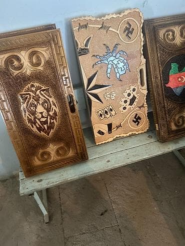 Нарды: Əl işı ağac nərd-taxta dəstləri - Material: tam ağac (əl oyma) — 2
