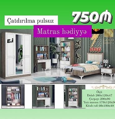 Gənc otağı mebel dəsti Dəst tərkibi: - Dolab: 200×120×47 (güzgülü