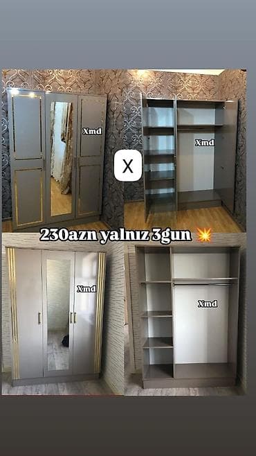 paltar dolab: 3 qapılı paltar şkafı. Model güzgülü orta qapı ilə təqdim olunur və — 1