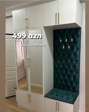 dolab kombi: Yeni, 2 qapılı, Güzgülü, Ağ, Digər material, Açılan, Düz dolab — 1