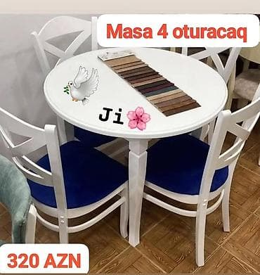 Mətbəx üçün, Yeni, Açılmayan, Yumru masa, 4 stul