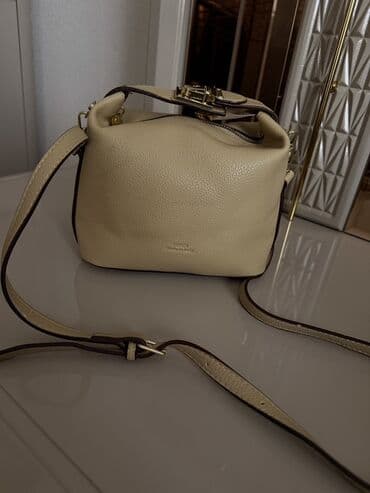 qizil destleri: Qadın çantaları və pulqabıları dəsti - Bej rəngdə xırda toxumalı dəri — 1