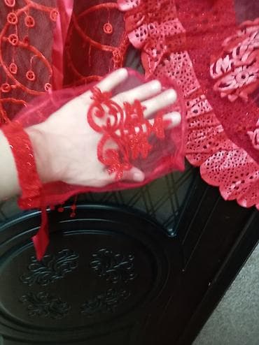 Xonça: Qırmızı krujeva toy dəsti – gəlin üçün - Rəng: parlaq qırmızı - — 4