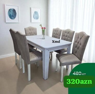 usdular: Mətbəx üçün, Açılmayan, Dördbucaq masa, 6 stul — 1
