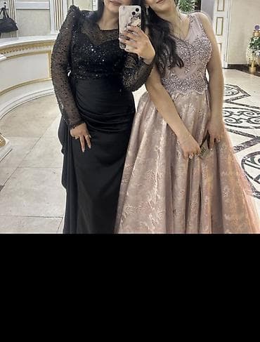 aşbaz forma: Zərif gecə/libas – pudra-roz rəngində, tam uzunluqda A-kesim model - — 2