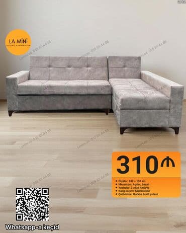 mini divan: Künc divan, Açılan, Bazalı, Şəhərdaxili pulsuz çatdırılma — 1