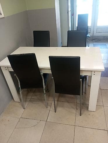 dərs stul: Ofis/oxu zalı üçün masa və stul dəsti - Ağ rəngli düzbucaqlı masalar — 2