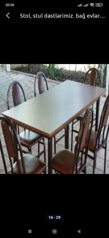 stul ev ucun: Qonaq otağı üçün, Yeni, Açılmayan, Dördbucaq masa, 6 stul — 6