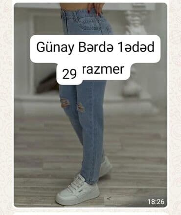 Sadə cins şalvar etiketi üste Razmeri səhv olduğu üçün satırlir