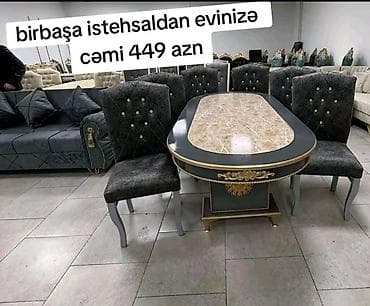 Mətbəx/Qonaq otağı üçün dəst – masa və 6 ədəd stul - Klassik at lalafo.az Mətbəx/Qonaq otağı üçün dəst – masa və 6 ədəd stul - Klassik