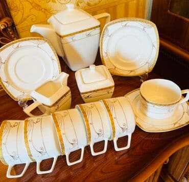 Mətbəx aksesuarları: Nahar dəsti, rəng - Ağ, Farfor — 4