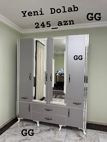 5 qapı, Güzgülü, Boz, Açılan, Düz dolab