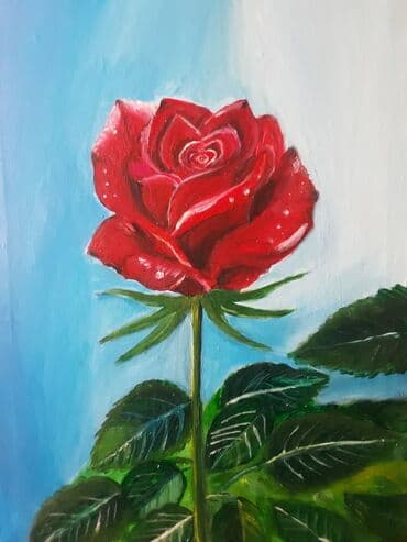 Bu rəsm əsəri qırmızı qızılgülün təsviridir. Rəsm əsərində qızılgülün — 1