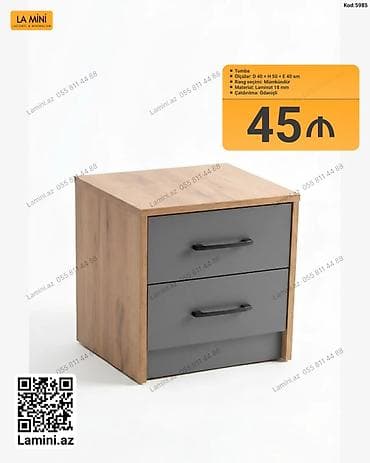 Tumba – iki çekmecəli, müasir dizayn - Ölçülər: D 40 × H 50 × E 40 sm — 1