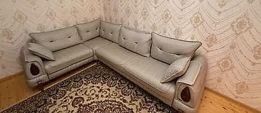 Künc divan – müasir dizayn, açıq boz rəng - Forması: L-şəkilli künc — 1