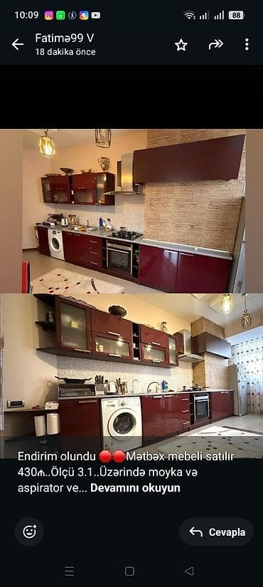 Endirim olundu 🛑🛑Mətbəx mebeli satılır 430₼. Ölçü 3.1. Üzərində moyka — 1