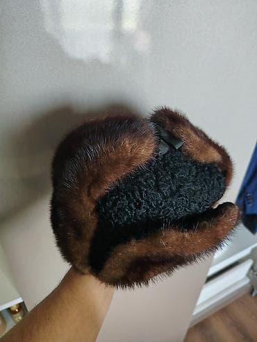 Qış üçün qulaqlıq/ earmuff - Material: tünd qəhvəyi xəz kənar, iç və — 2