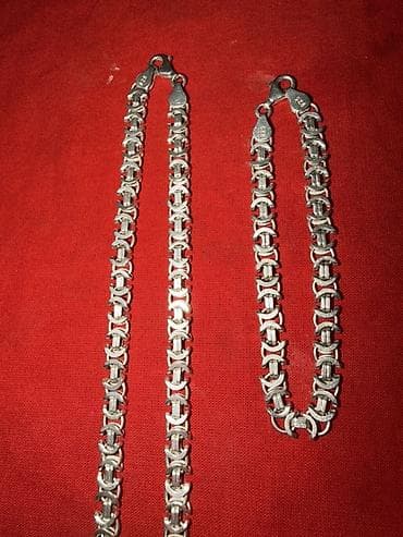 925 gumus: Dəstə daxildir: Bilərzik, Boyunbağı, Gümüş, 925 Əyar, 62 g — 2