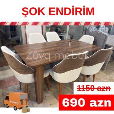qara sam: Qonaq otağı üçün, Yeni, Açılan, Kvadrat masa, 6 stul — 4