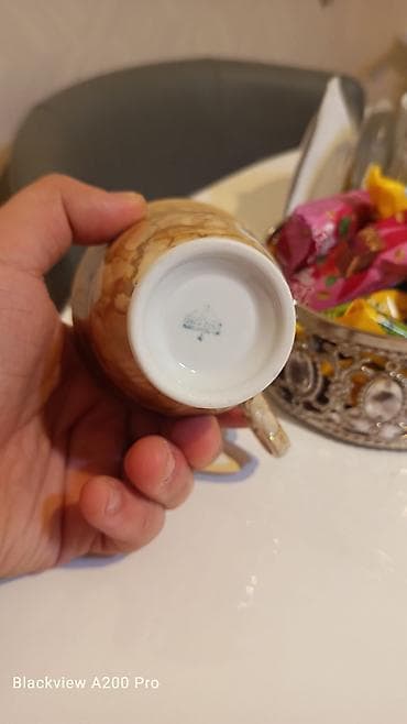 çay servis: Çay dəsti, rəng - Qızılı, Farfor, Polşa — 2