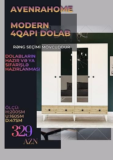 taxta dolab: Yeni, 3 qapılı, Siyirməli, Ağ, Digər material, Açılan, Düz dolab — 4