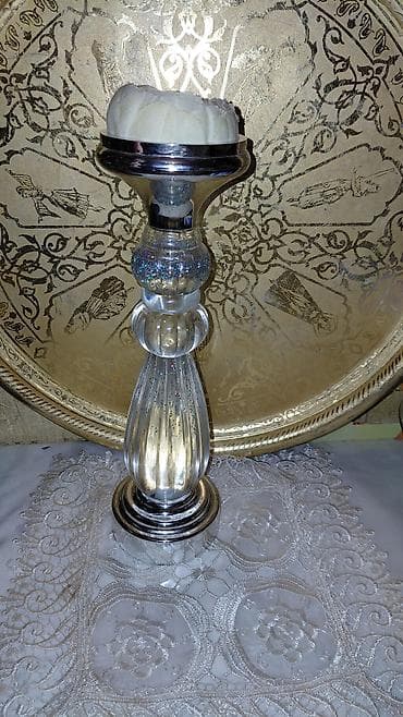 Dekorativ şamlıq dəsti - 1 ədəd hündür, şüşə-kristal materialdan lalafo.az -da Dekorativ şamlıq dəsti - 1 ədəd hündür, şüşə-kristal materialdan