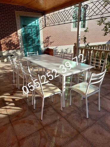 stol və stul dəstləri: Yeni, Dördbucaq masa, 10 stul, Açılmayan, Stullar ilə, Taxta, Azərbaycan — 3