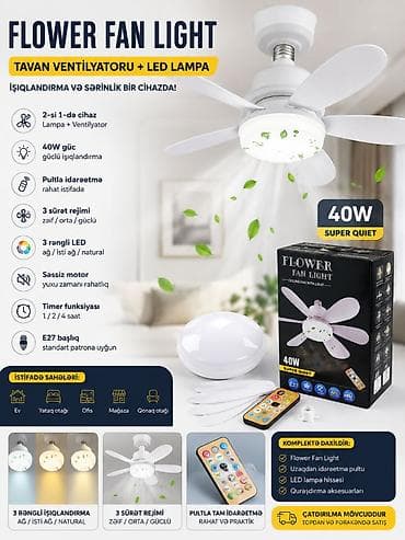ventil: Patrona bağlanan Pultlu Tavan sərinkeşi + LED Lampa (40W) 52sm . ❄️ — 3