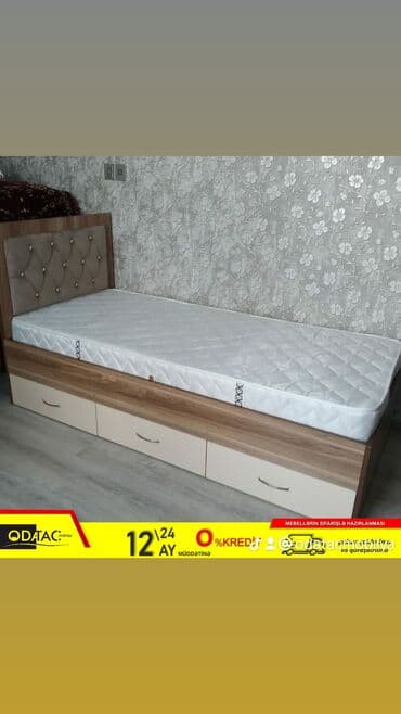 Çarpayılar: Yeni, Təknəfərlik çarpayı, Bazalı, Matras ilə, Siyirməli, Azərbaycan — 1