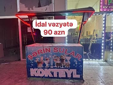 Sərin sular və kokteyl satışı üçün küçə kiosk/standı. Xüsusiyyətlər